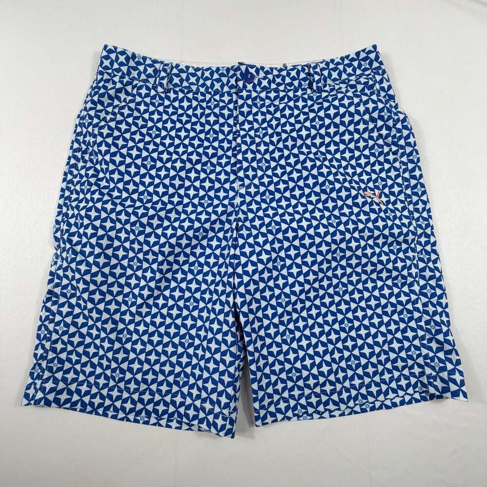 Puma Sportlifestyle Printed Golf Shorts Blue Geometric Star Pattern Size 34
